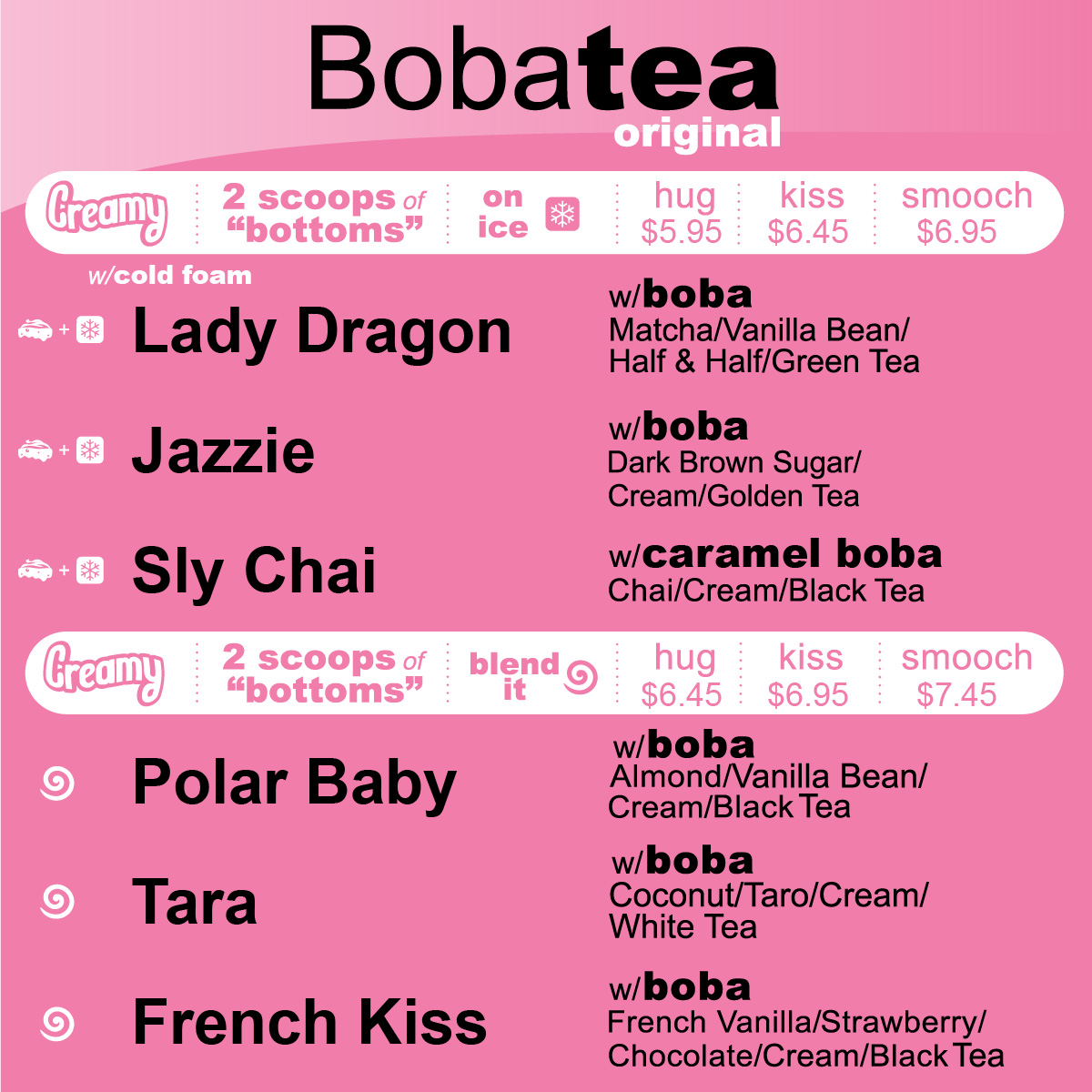 BOBA TEA COMPANY MENU